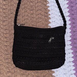 Elegant Black Crochet Shoulder Bag